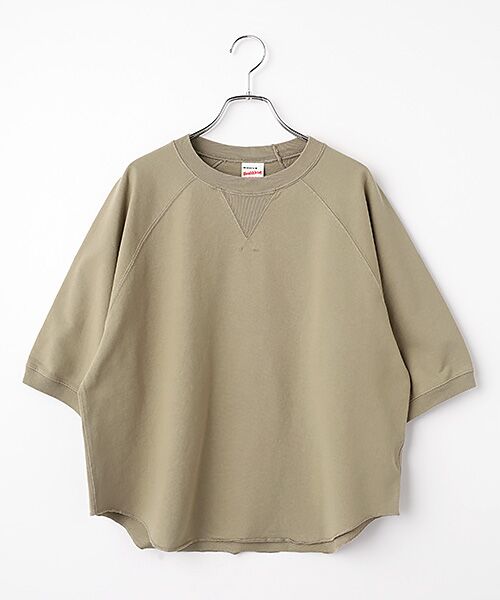 Healthknit / ヘルスニット スウェット | 【レディース】　フェーデッドライトウェイトスウェット　カットオフクルーネック半袖（サンドベージュ）