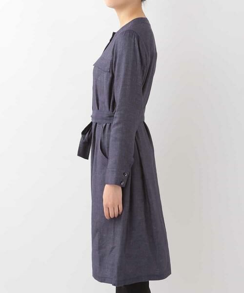 HIROKO BIS / ヒロコビス ドレス | 【洗える】リネン混ノーカラーシャツワンピース | 詳細2