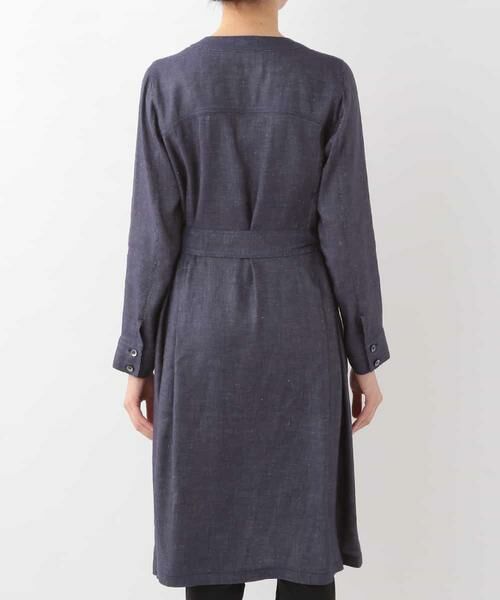 HIROKO BIS / ヒロコビス ドレス | 【洗える】リネン混ノーカラーシャツワンピース | 詳細3