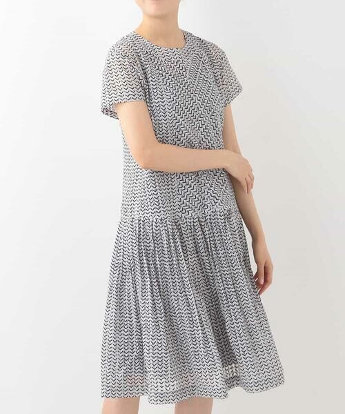 HIROKO BIS / ヒロコビス ドレス | 【洗える】ヘリンボンチェックプリントドレス | 詳細1