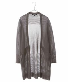 HIROKO BIS / ヒロコビス カーディガン・ボレロ | 【洗える】ストレッチボーダーロングカーディガン