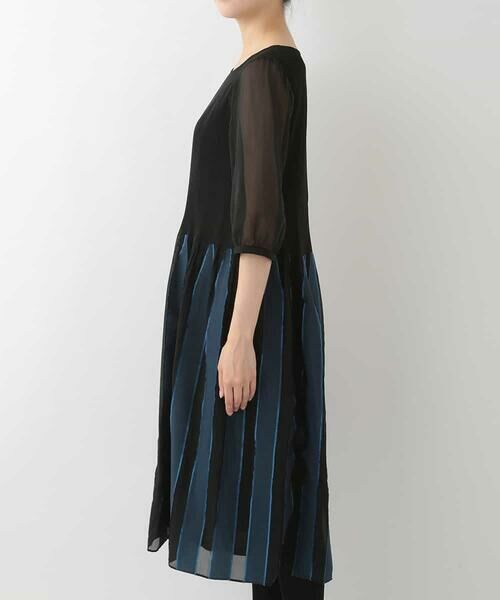 HIROKO BIS / ヒロコビス ドレス | シャーリングデザインストライプドレス | 詳細2