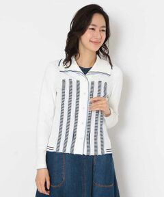 HIROKO BIS / ヒロコビス カーディガン・ボレロ | 【洗える】ストライプボーダーニットカーディガン