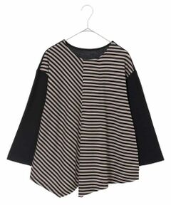 HIROKO BIS / ヒロコビス カットソー | 【洗える】ボーダーストライプイレギュラーヘムカットソー