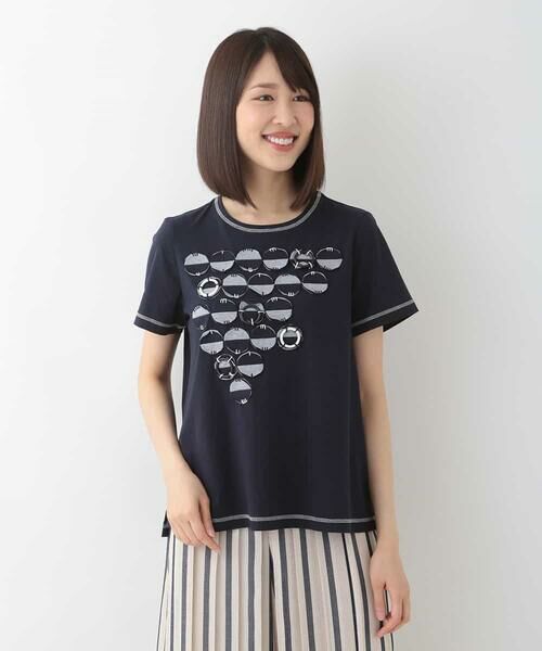 HIROKO BIS / ヒロコビス カットソー | 【洗える】パッチワーク刺繍Tシャツ | 詳細1