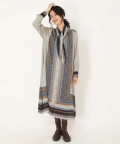 HIROKO BIS / ヒロコビス ロング・マキシ丈ワンピース | 【洗濯機で洗える】スカーフ柄プリントドレス