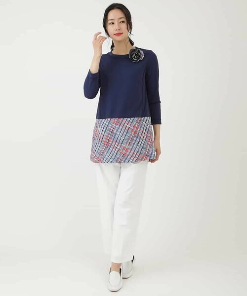 HIROKO BIS / ヒロコビス チュニック | 【洗える/日本製】ツイード切り替えプルオーバー | 詳細8