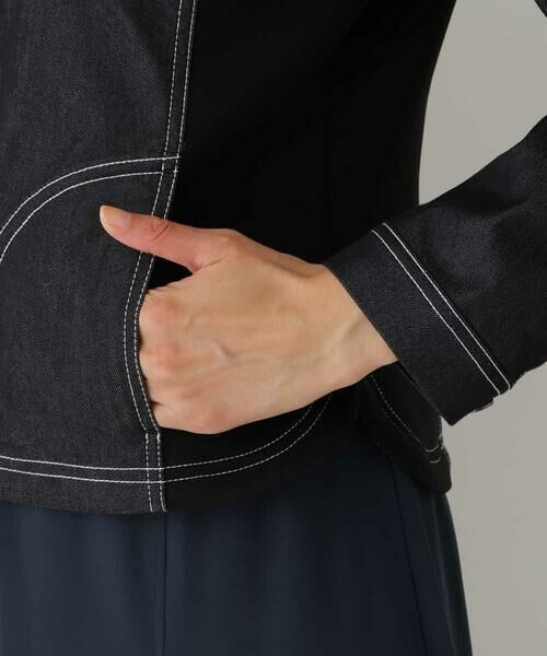 HIROKO BIS / ヒロコビス ノーカラージャケット | 【洗える】異素材切り替えデニムジャケット | 詳細6