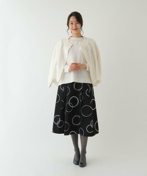 セール】 【洗える】サークル刺繍フレアスカート （ロング・マキシ丈
