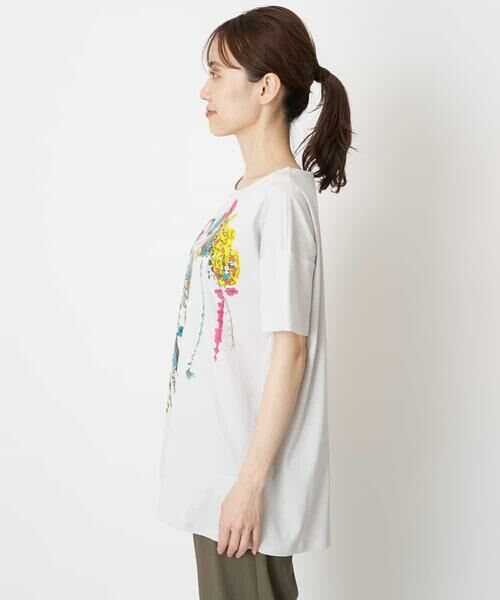 HIROKO BIS / ヒロコビス カットソー | 【洗える】パラリンアートチュニックTシャツ（Floris） | 詳細4