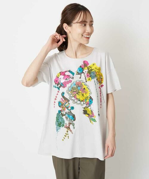 セール】 【洗える】パラリンアートチュニックTシャツ（Floris