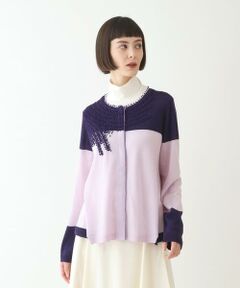 HIROKO BIS / ヒロコビス カーディガン・ボレロ | バイカラー刺繍ニットカーディガン