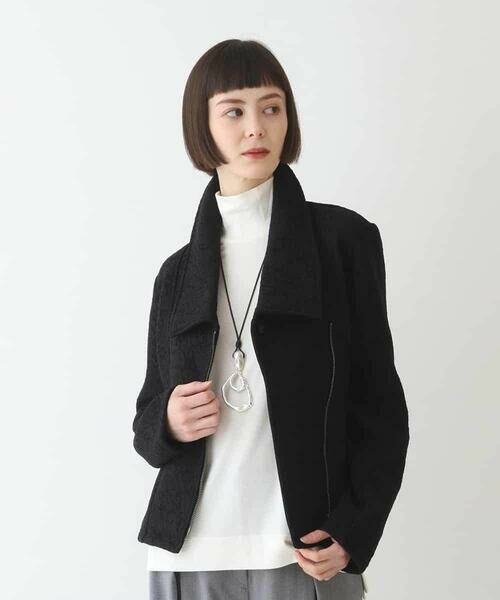 HIROKO BIS / ヒロコビス レザーブルゾン・ジャケット | 【洗える】レースボンディングライダース風ジャケット | 詳細24