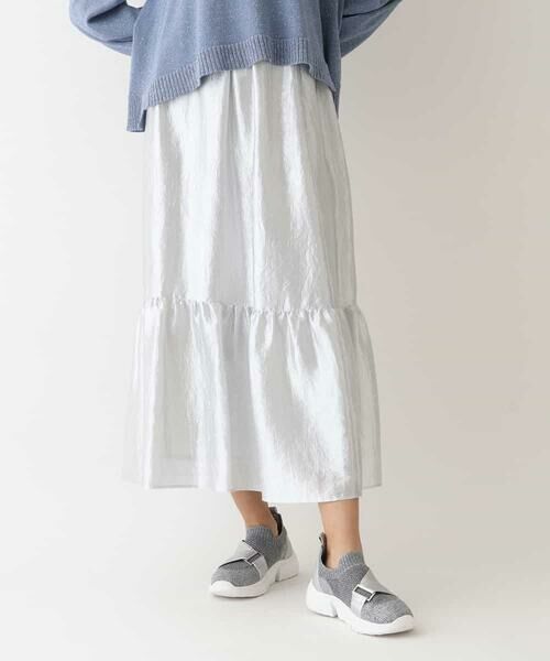 HIROKO BIS / ヒロコビス ロング・マキシ丈スカート | 切り替えギャザーメタリックスカート /洗濯機で洗える | 詳細7