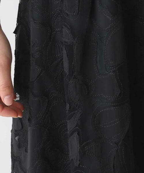 HIROKO BIS / ヒロコビス ロング・マキシ丈スカート | フラワー刺繍チュールタフタスカート /洗える | 詳細4