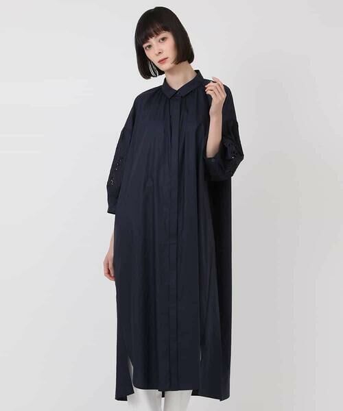 HIROKO BIS / ヒロコビス ロング・マキシ丈ワンピース | 刺繍スリーブデザインシャツワンピース /洗える | 詳細1