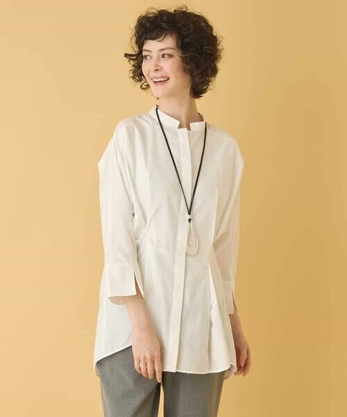 HIROKO BIS / ヒロコビス シャツ・ブラウス | バンドカラータックデザインシャツ /洗濯機で洗える | 詳細27
