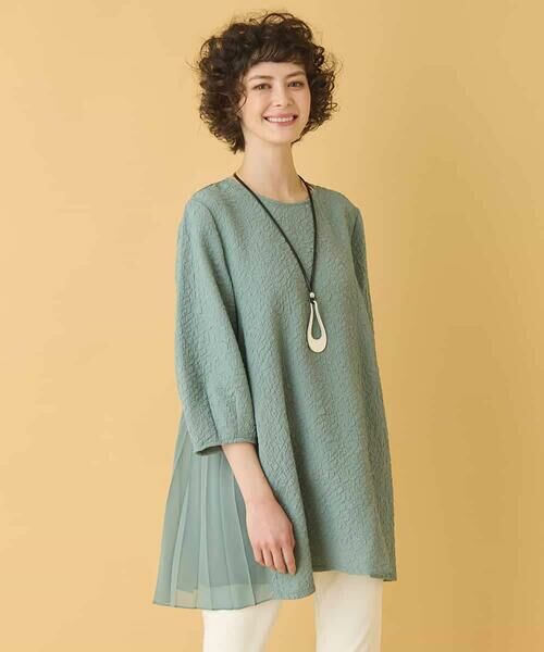 HIROKO BIS / ヒロコビス チュニック | ふくれジャカードプリーツジョイントチュニック /洗える | 詳細17