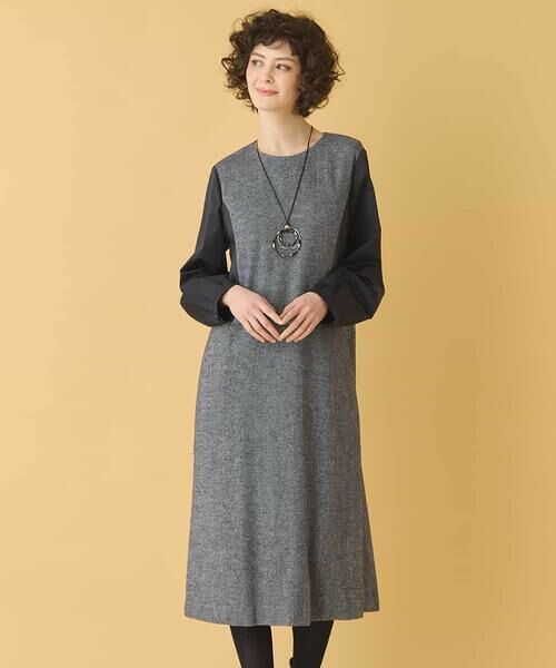 HIROKO BIS / ヒロコビス ロング・マキシ丈ワンピース | ファンシーヘリンボーンドッキングワンピース | 詳細17