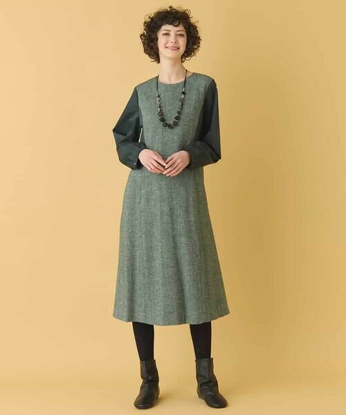 HIROKO BIS / ヒロコビス ロング・マキシ丈ワンピース | ファンシーヘリンボーンドッキングワンピース | 詳細18