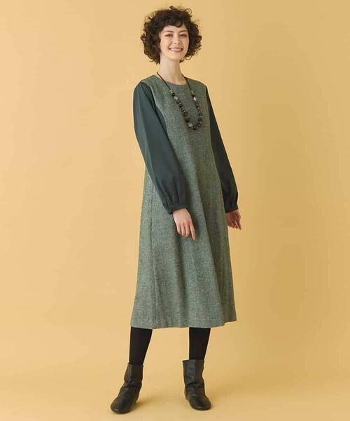 HIROKO BIS / ヒロコビス ロング・マキシ丈ワンピース | ファンシーヘリンボーンドッキングワンピース | 詳細19