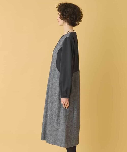 HIROKO BIS / ヒロコビス ロング・マキシ丈ワンピース | ファンシーヘリンボーンドッキングワンピース | 詳細7