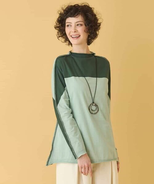 HIROKO BIS / ヒロコビス カットソー | バイカラージャージーニットプルオーバー /洗える | 詳細10