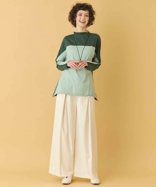 HIROKO BIS / ヒロコビス カットソー | バイカラージャージーニットプルオーバー /洗える | 詳細12