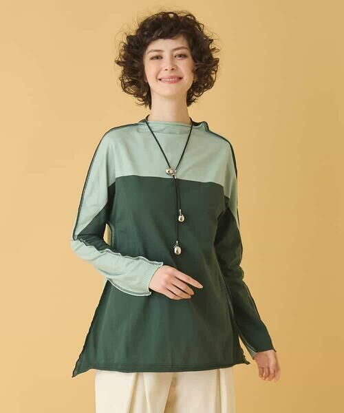 HIROKO BIS / ヒロコビス カットソー | バイカラージャージーニットプルオーバー /洗える | 詳細8