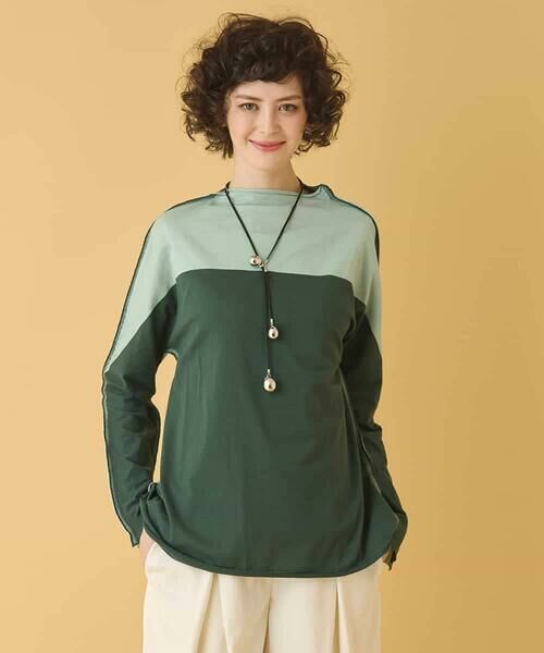 HIROKO BIS / ヒロコビス カットソー | バイカラージャージーニットプルオーバー /洗える | 詳細9