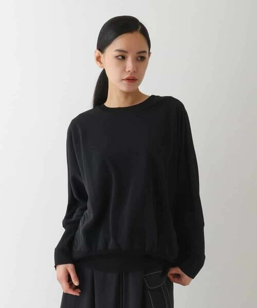 HIROKO BIS/ヒロコビス ジョイントデザインドルマンニットプルオーバー ブラック M HIROKO BIS/ヒロコビス ジョイントデザインドルマンニットプルオーバー ブラック M