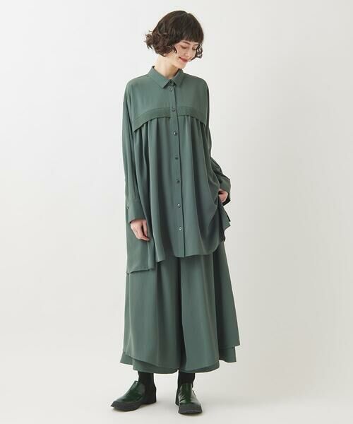 HIROKO BIS / ヒロコビス その他パンツ | レイヤードヘムドレープフレアパンツ /洗える | 詳細11