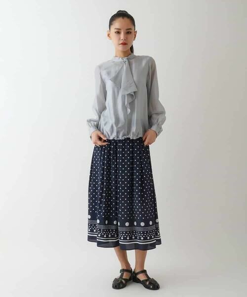 HIROKO BIS / ヒロコビス シャツ・ブラウス | ボウタイ風ギャザーヘムブラウス | 詳細8