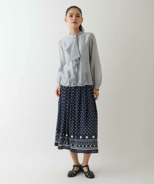 HIROKO BIS / ヒロコビス シャツ・ブラウス | ボウタイ風ギャザーヘムブラウス | 詳細9