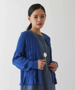 HIROKO BIS / ヒロコビス カーディガン・ボレロ | シャーリングニットジップカーディガン