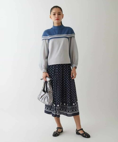 HIROKO BIS / ヒロコビス ベスト | カラーブロッキングニットジレ | 詳細1