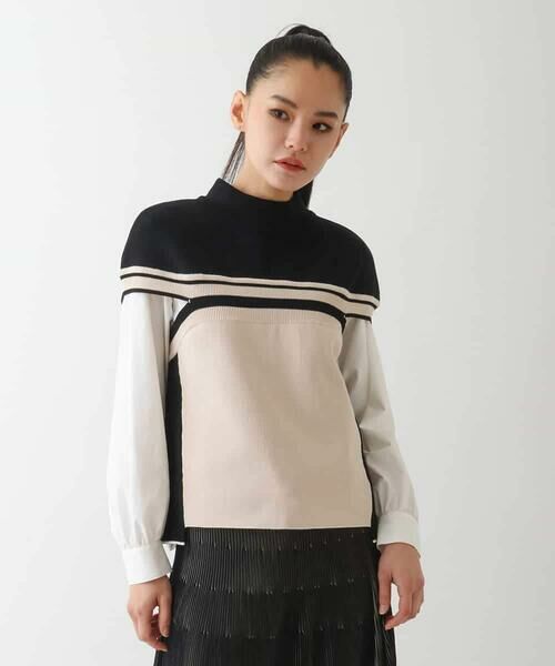 HIROKO BIS / ヒロコビス ベスト | カラーブロッキングニットジレ | 詳細3