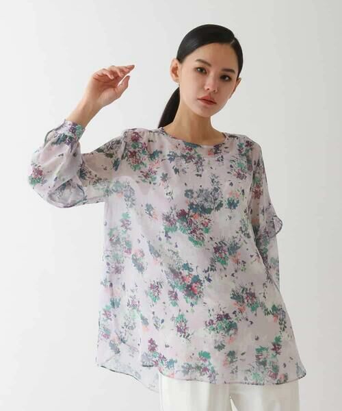 HIROKO BIS / ヒロコビス チュニック | フラワープリントチュニック丈ブラウス | 詳細14