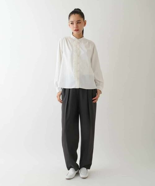 HIROKO BIS / ヒロコビス シャツ・ブラウス | フリルアクセントバンドカラーブラウス | 詳細9