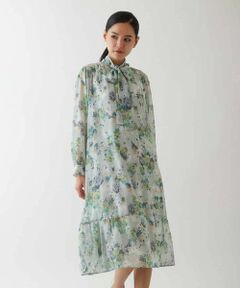 HIROKO BIS / ヒロコビス ロング・マキシ丈ワンピース | 【ボウタイ付き】フラワープリントエアリーワンピース
