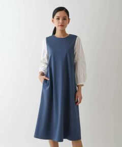 ヒロコビス HIROKO BIS シアーワンピース L ストレッチ ピンタック ヒロコビスHIROKO BIS シアーワンピースLストレッチピンタック