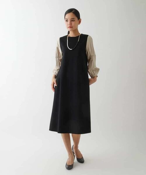 HIROKO BIS / ヒロコビス ロング・マキシ丈ワンピース | 異素材切り替えデザインワンピース | 詳細12