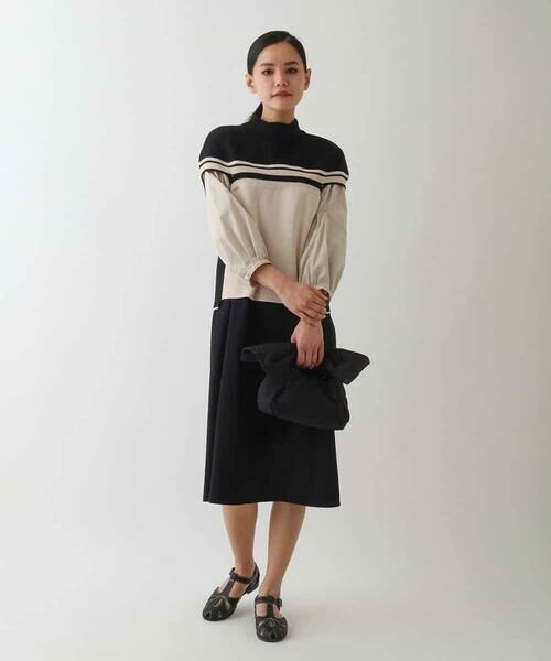 HIROKO BIS / ヒロコビス ロング・マキシ丈ワンピース | 異素材切り替えデザインワンピース | 詳細13