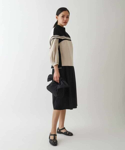 HIROKO BIS / ヒロコビス ロング・マキシ丈ワンピース | 異素材切り替えデザインワンピース | 詳細14