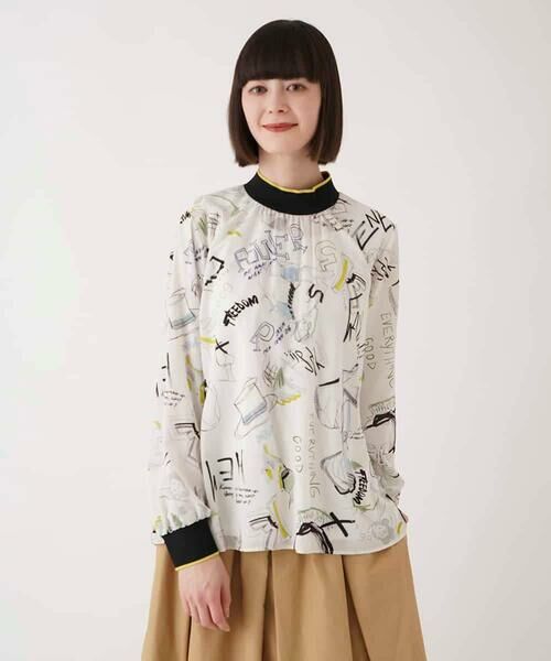 HIROKO BIS / ヒロコビス シャツ・ブラウス | ポップアートリブジョイントブラウス /洗える | 詳細8