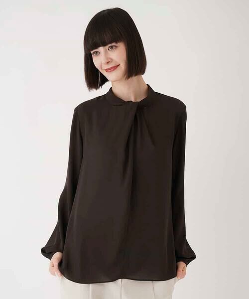 HIROKO BIS / ヒロコビス シャツ・ブラウス | ドレープアクセントジョーゼットブラウス /洗濯機で洗える | 詳細8