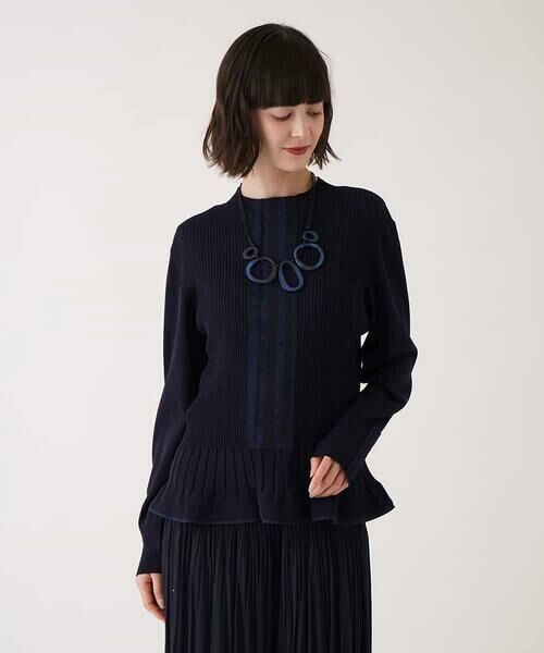 HIROKO BIS/ヒロコビス ピコテープジョイントニットプルオーバー ネイビー M HIROKO BIS/ヒロコビス ピコテープジョイントニットプルオーバー ネイビー M