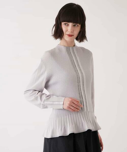 HIROKO BIS/ヒロコビス ピコテープジョイントニットプルオーバー ライトグレー M HIROKO BIS/ヒロコビス ピコテープジョイントニットプルオーバー ライトグレー M