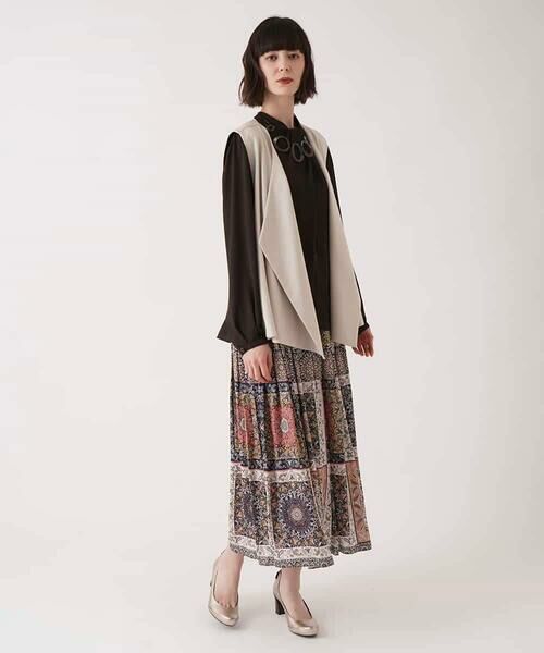 HIROKO BIS / ヒロコビス ロング・マキシ丈スカート | ヴィンテージ風総柄フレアスカート /洗濯機で洗える | 詳細11