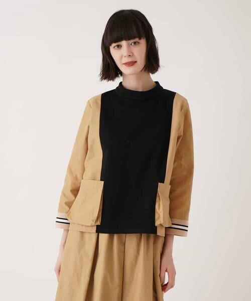 HIROKO BIS/ヒロコビス ジョイント配色プルオーバートップ /洗える ブラック L HIROKO BIS/ヒロコビス ジョイント配色プルオーバートップ /洗える ブラック L